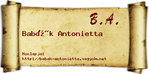 Babák Antonietta névjegykártya